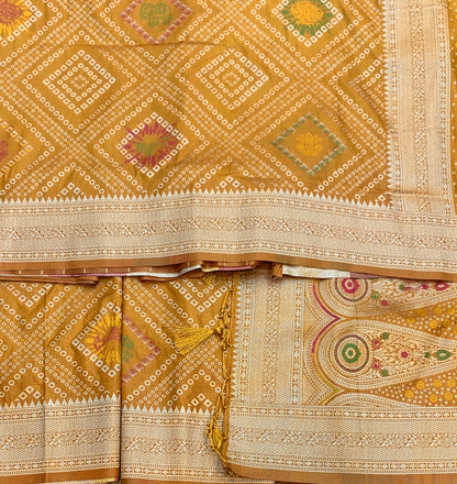 Banaras Soft Silk Saree Russet Colour with Sliver Colour Floral Design Border