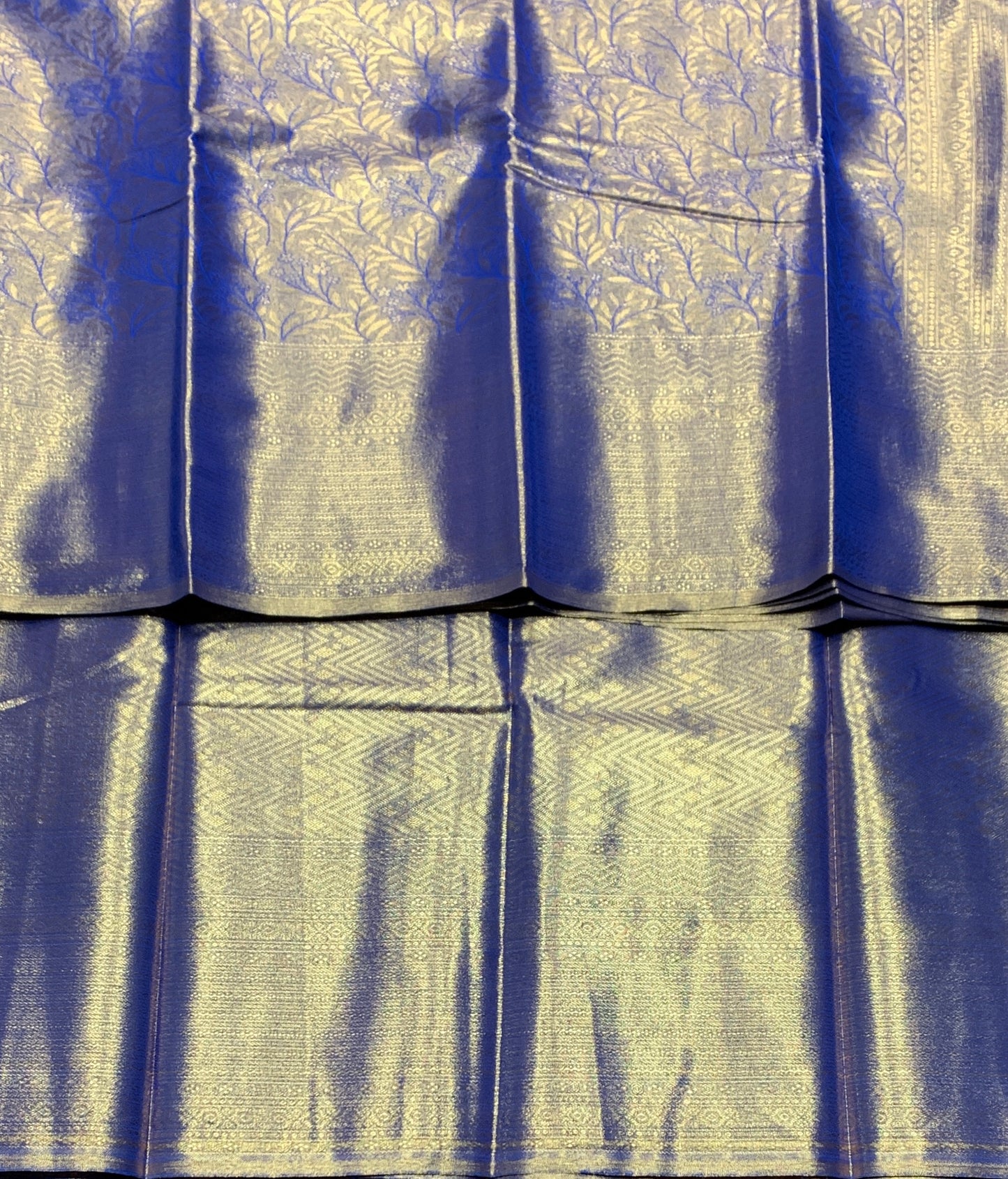 Fancy Tissue Saree Blue Colour with Self Design Border