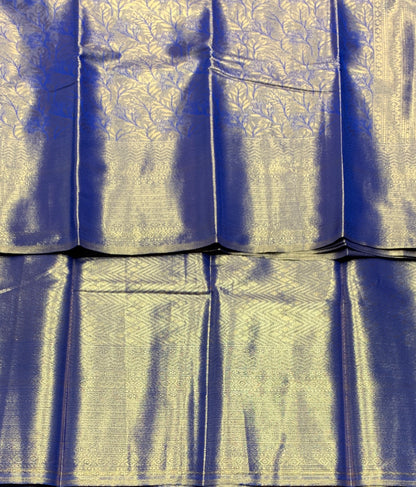 Fancy Tissue Saree Blue Colour with Self Design Border