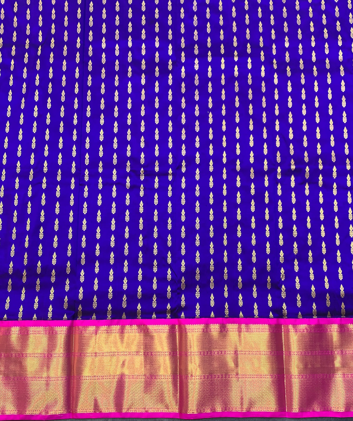 Blue Shade Pure Kanchipuram Kids Pattu Pavadai with Contrast Border for age 5 to 10