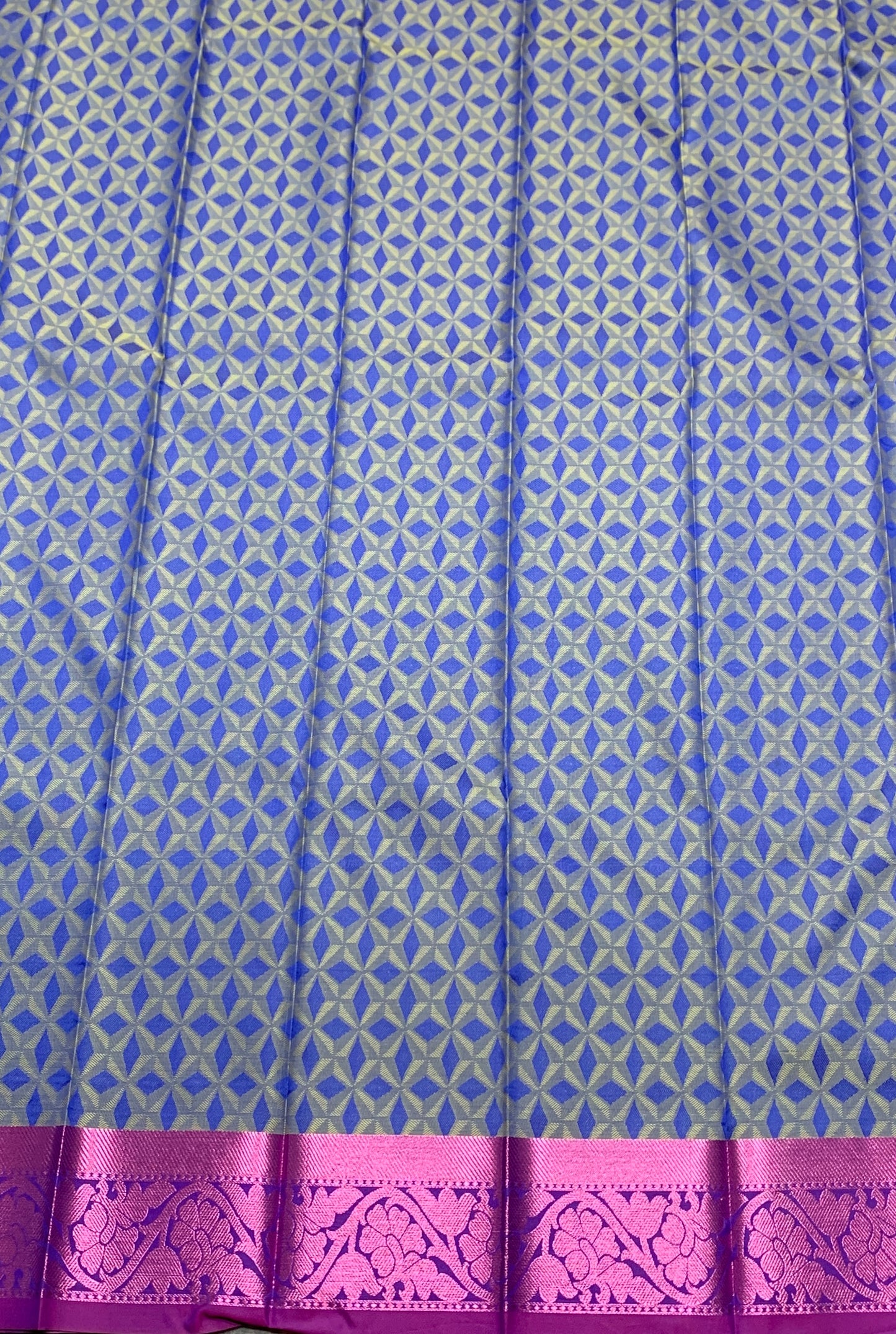 Blue Colour Silk Cotton Saree with Purple Border