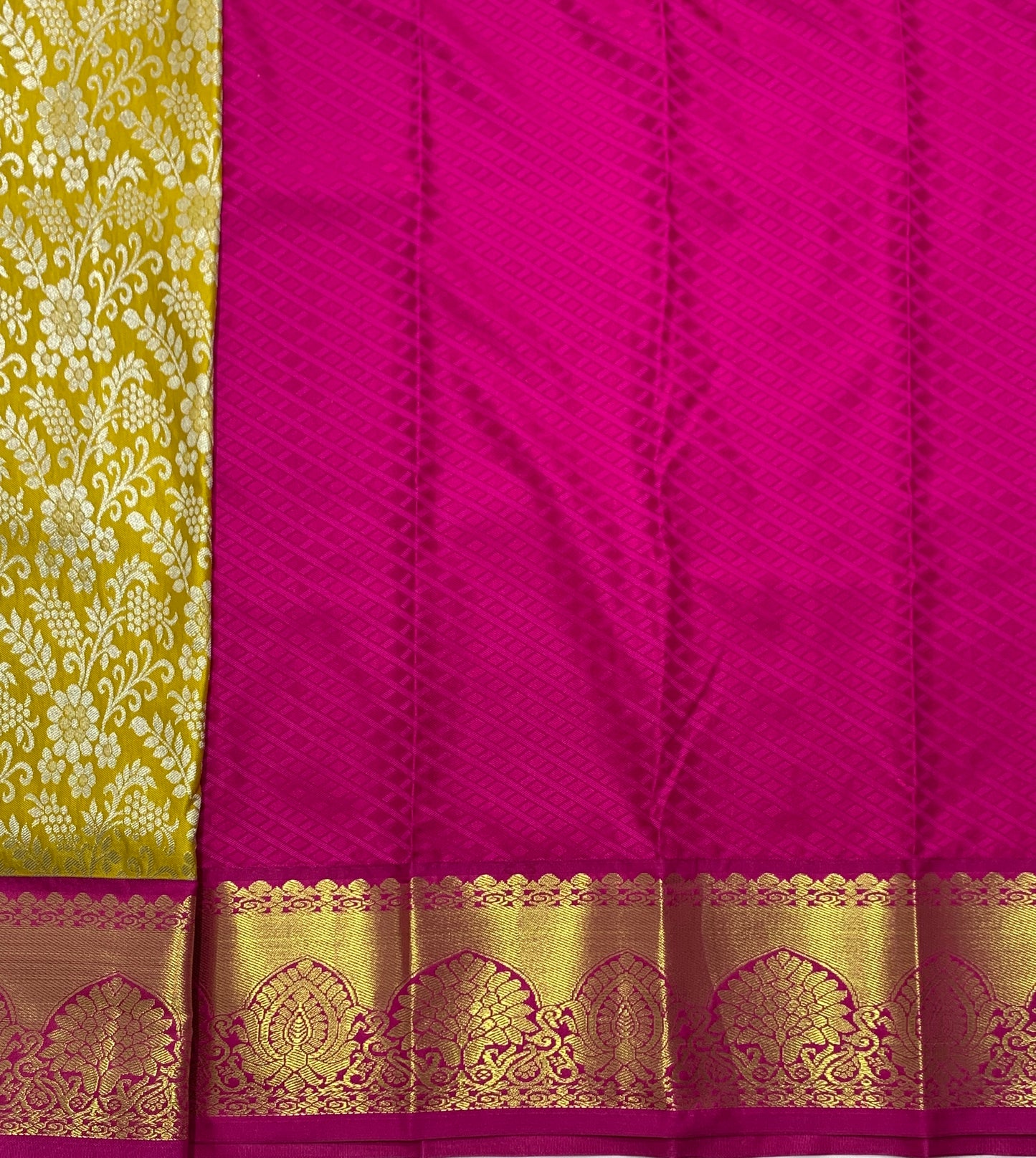 Mustard Shade Vegan Silk Kids Pattu Pavadai with Contrast Border for Newborn to 2 Years