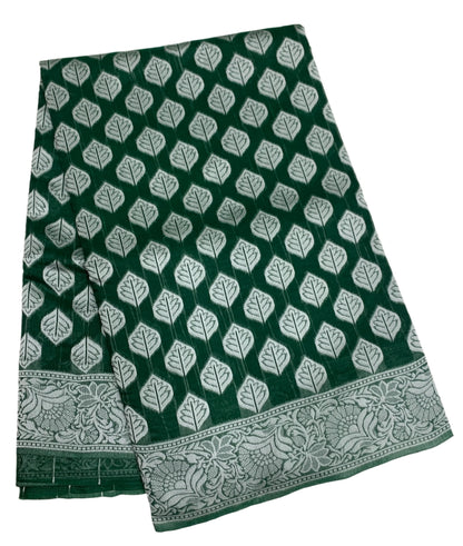 Banaras Katan Saree Green Colour with Katan Work Border