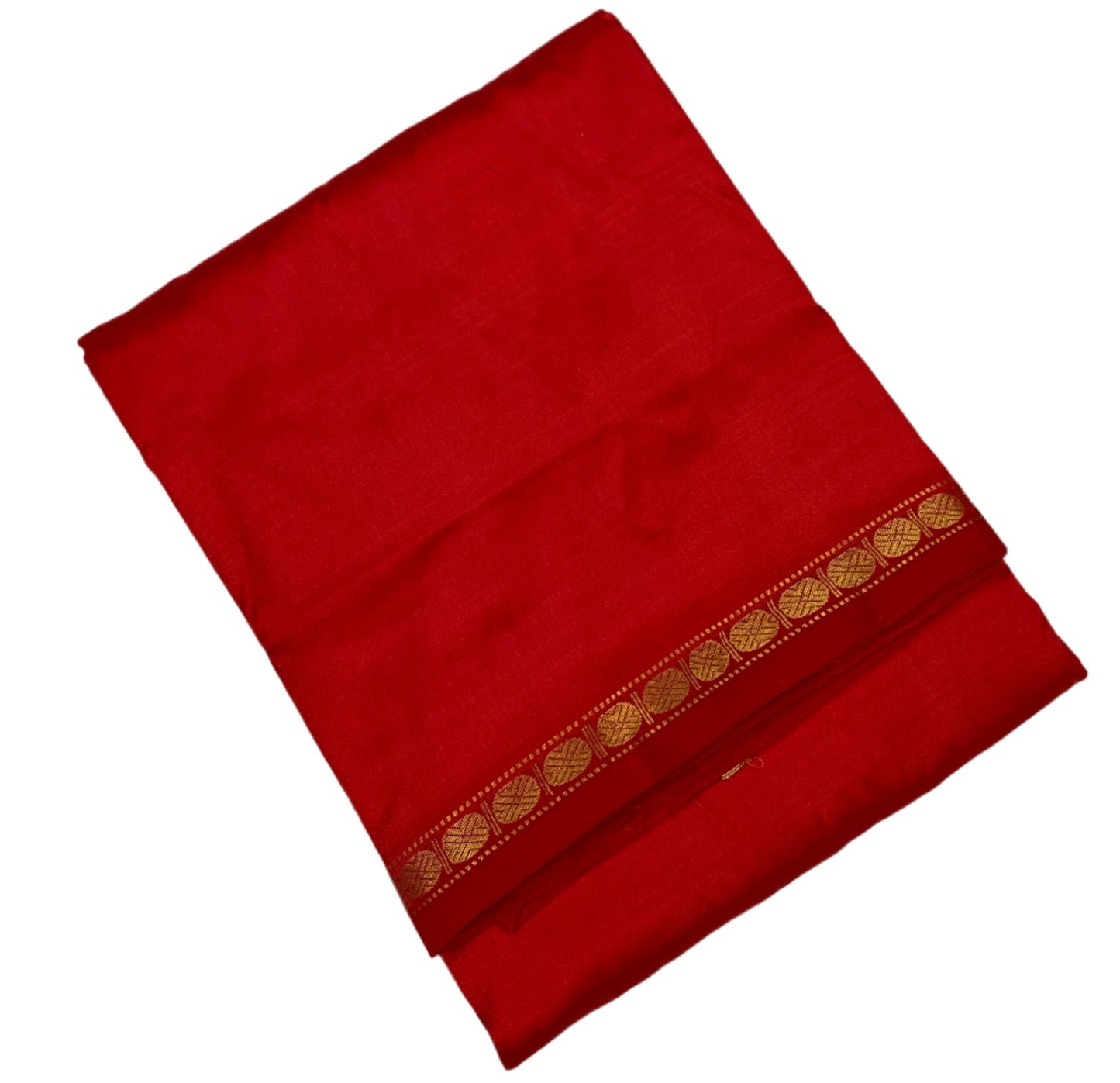 9X5 Pure Silk Dhoti Red Small Border