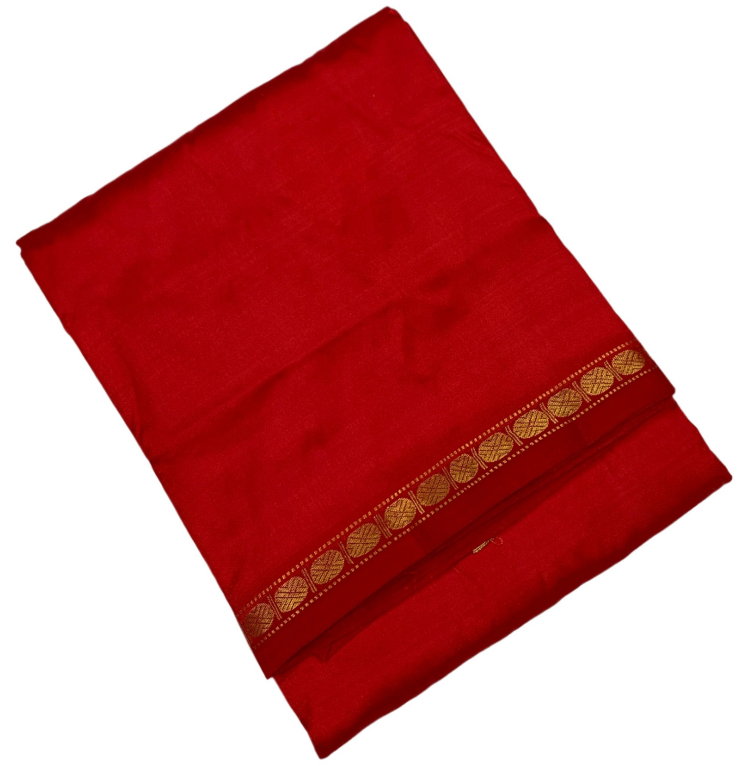 9X5 Pure Silk Dhoti Red Small Border