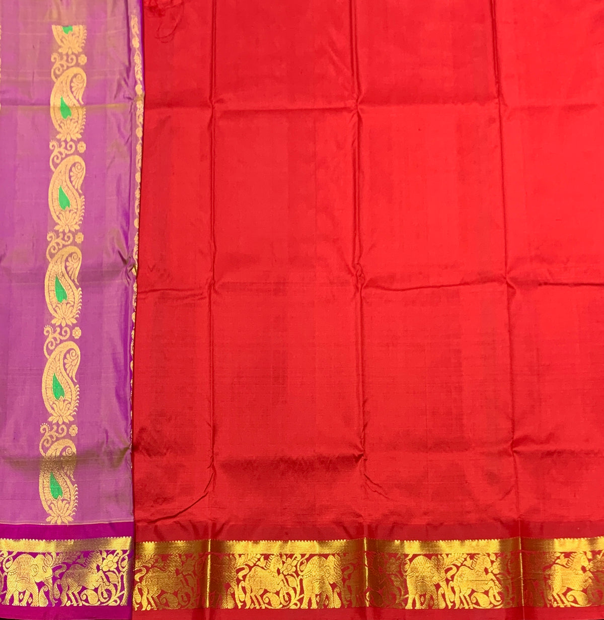 Goldish Pink Shade Semi Silk Kids Pattu Pavadai with Contrast border for Age 2 to 5 Years
