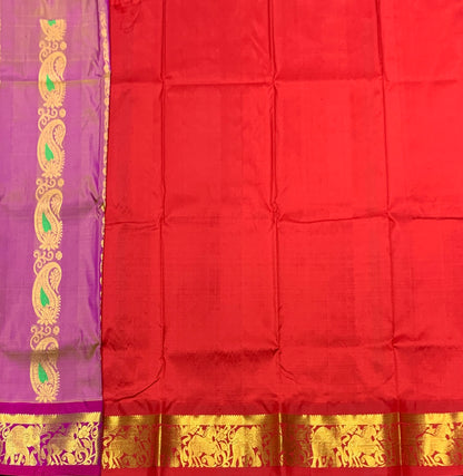 Goldish Pink Shade Semi Silk Kids Pattu Pavadai with Contrast border for Age 2 to 5 Years