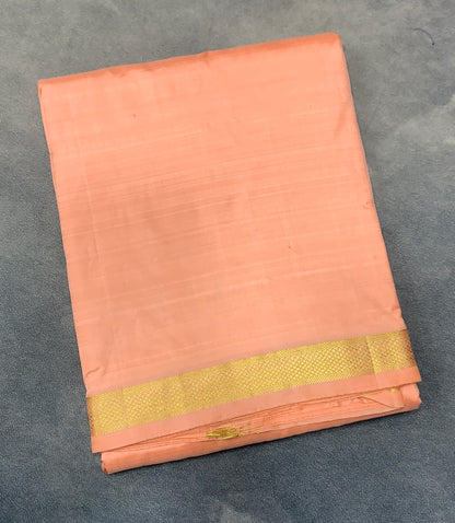 9X5 Pure Silk Dhoti Peach Colour with Small Golden Zari Border