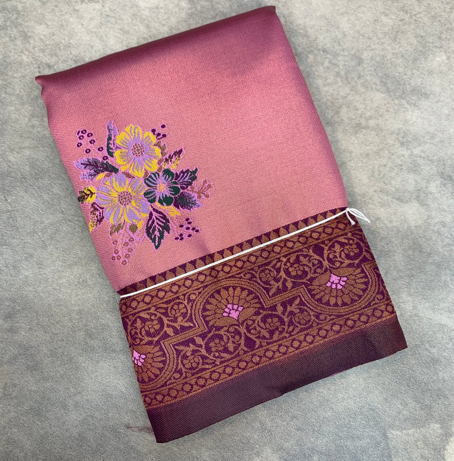Fancy Tissue Saree Pink Colour with Magenta Border