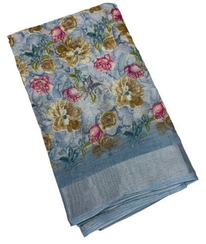 Jute Cotton Saree Gray Shade with Thread Border