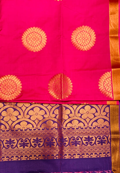 Soft Vegan Silk Saree Baby Pink shade with Floral Design