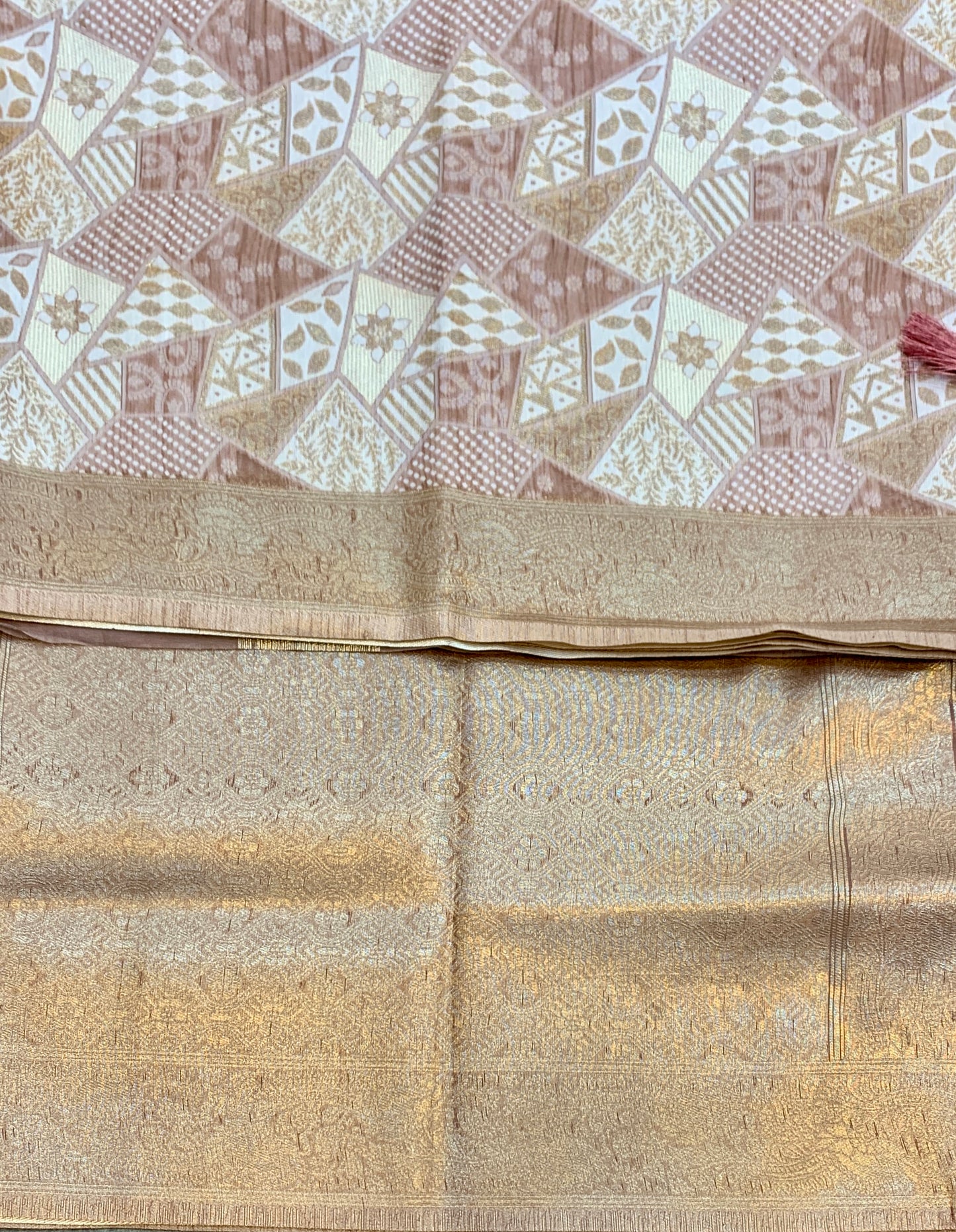 Banaras Katan Saree Light Brown Colour with Katan Work Border