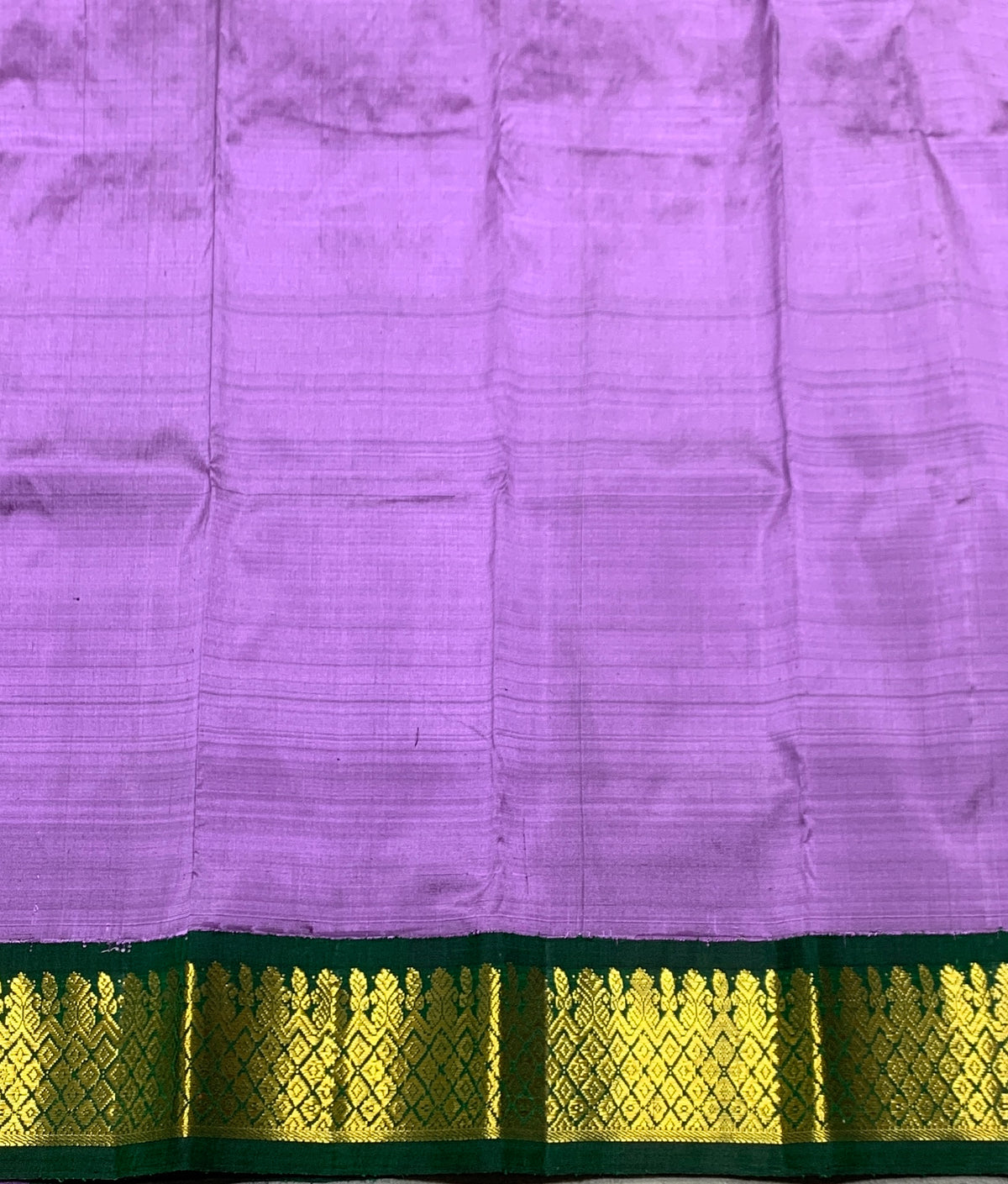Lavender Shade Pure Kanchipuram Kids Pattu Pavadai with Contrast Border for Newborn to 2 Years