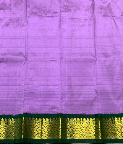Lavender Shade Pure Kanchipuram Kids Pattu Pavadai with Contrast Border for Newborn to 2 Years