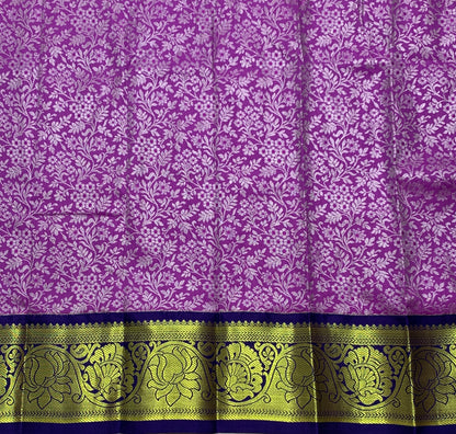 Lavender Shade Vegan Silk Kids Pattu Pavadai with Contrast Border for Newborn to 2 Years