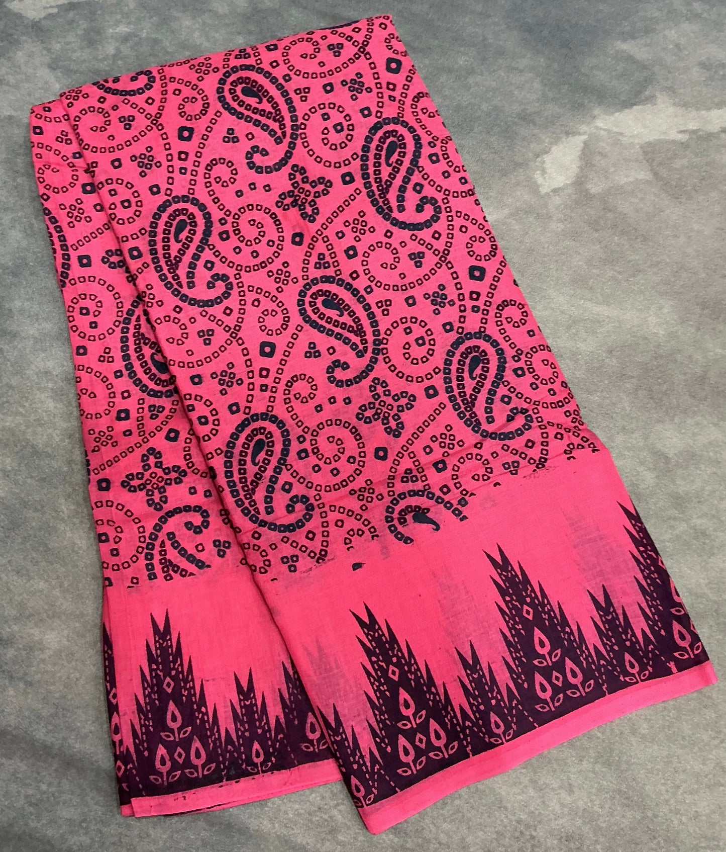 MulMul Cotton Rani Pink Colour with Temple Border