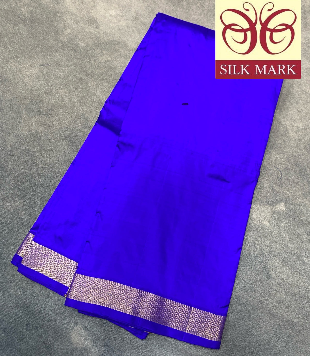 9X5 Pure Silk Dhoti Violet Colour with Small Golden Zari Border