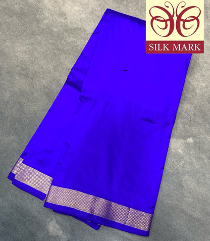 9X5 Pure Silk Dhoti Violet Colour with Small Golden Zari Border