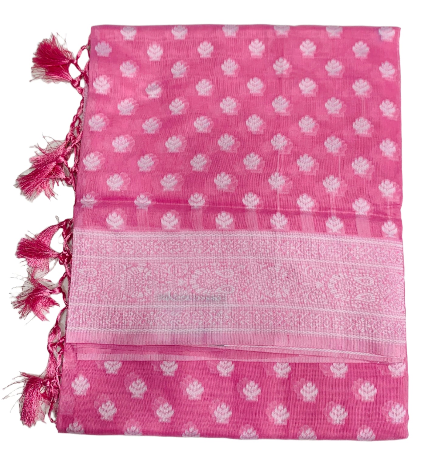 Banaras Katan Saree Baby Pink Colour with Katan Work Border