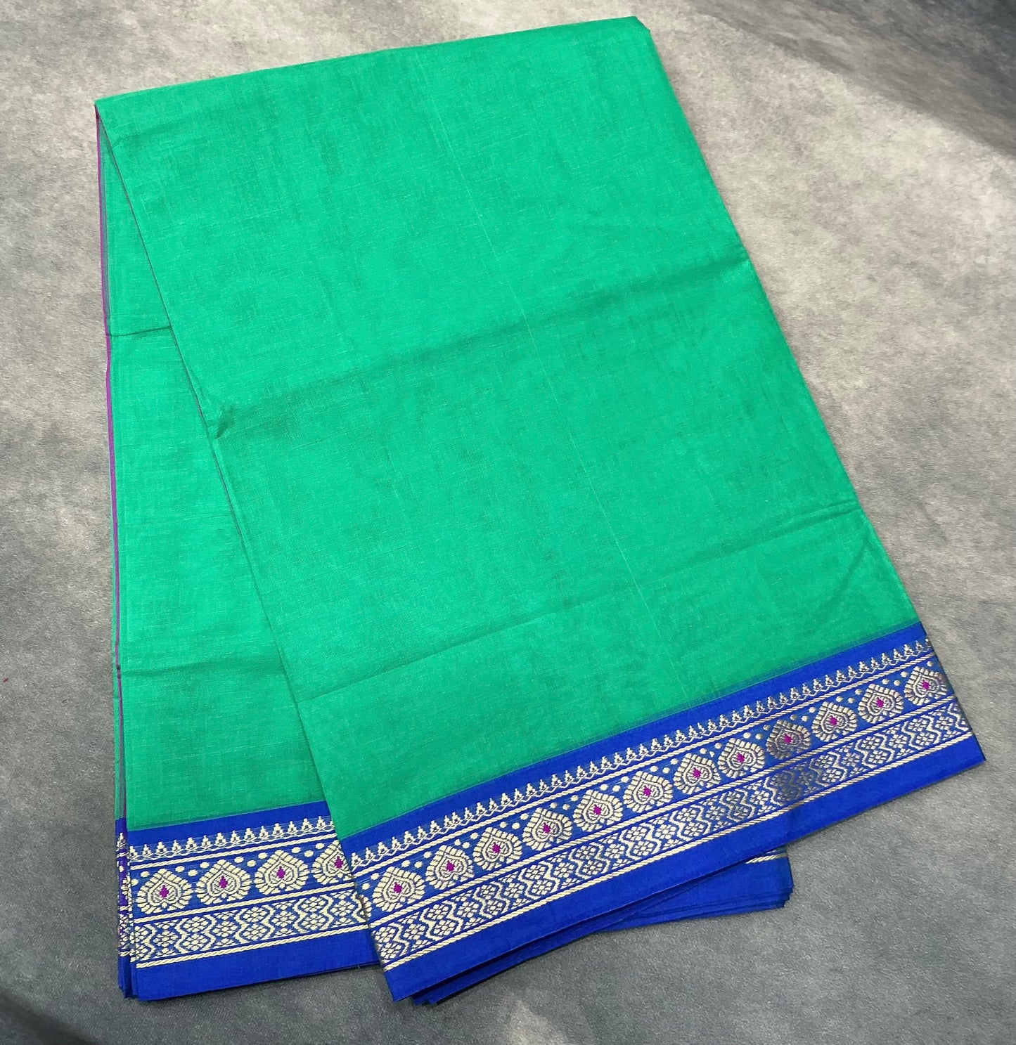 Chettinad Cotton Saree Sapphire Colour with Blue Colour with Thread Work Border