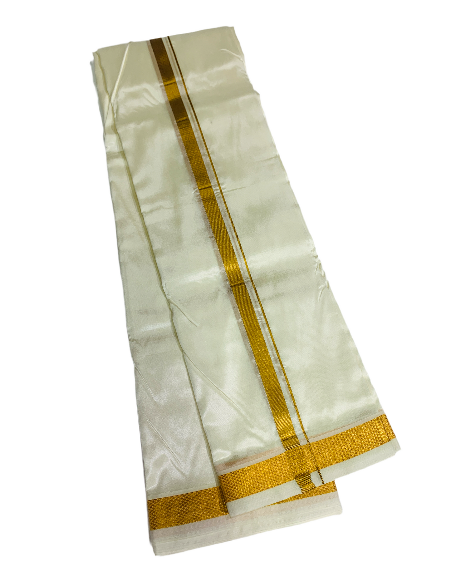 Art Silk Dhoti 8 Mulam Cream Colour Small Border