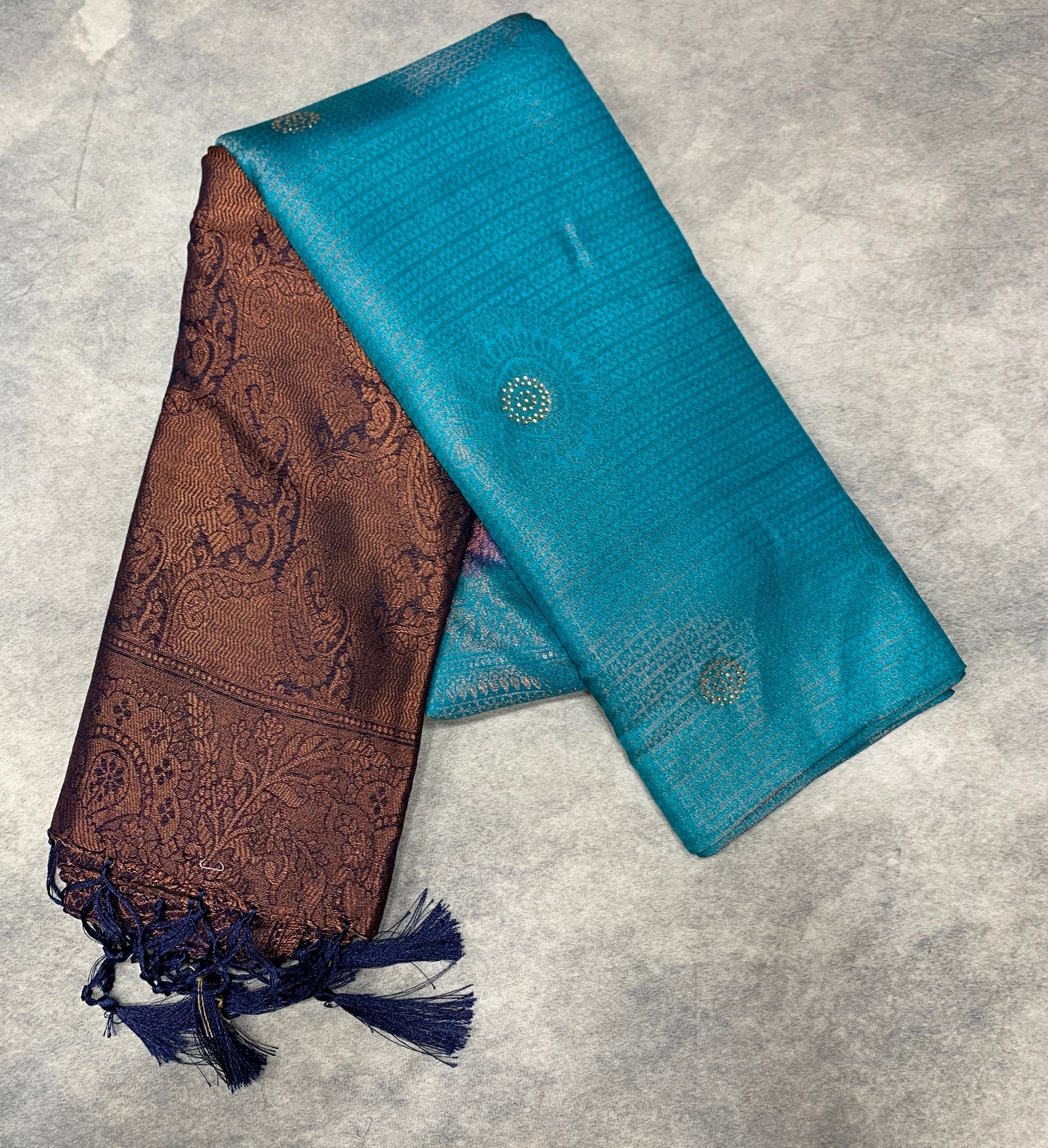 Soft Silk Saree Sky Blue Colour and Stone Work with Navy Blue Colour Pallu