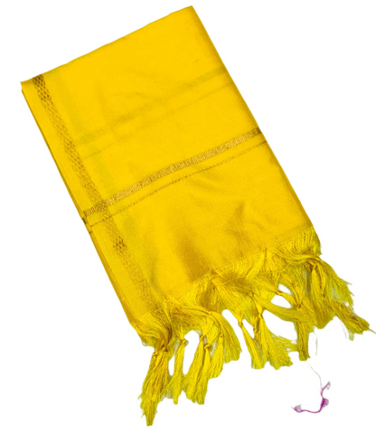 Silk Pooja Towel Lemon Yellow Colour