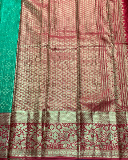 Light Green Colour Soft Kanchi Tissue Pattu Saree with Red border