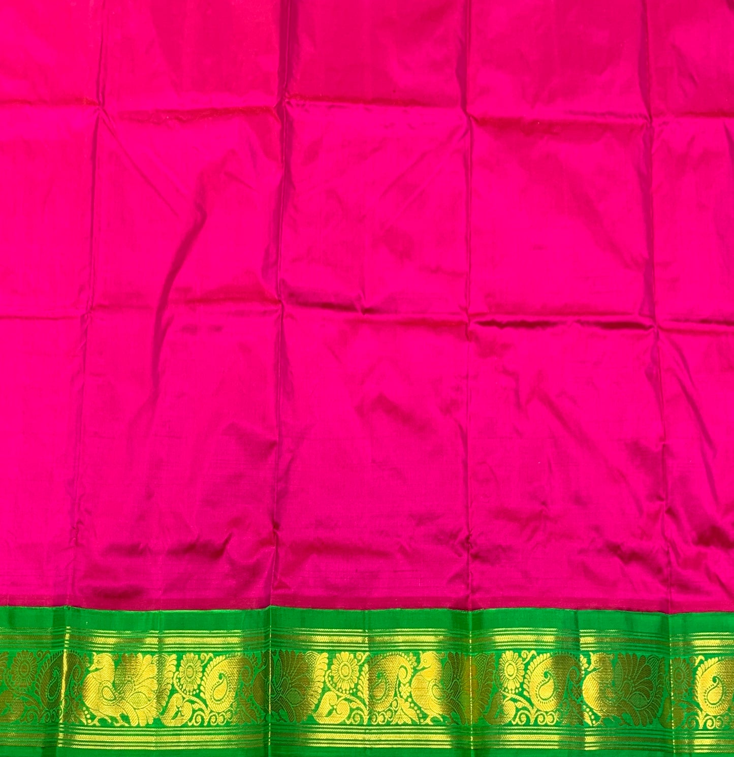 Pink Shade Pure Kanchipuram Kids Pattu Pavadai with Contrast Border for age 2 to 5