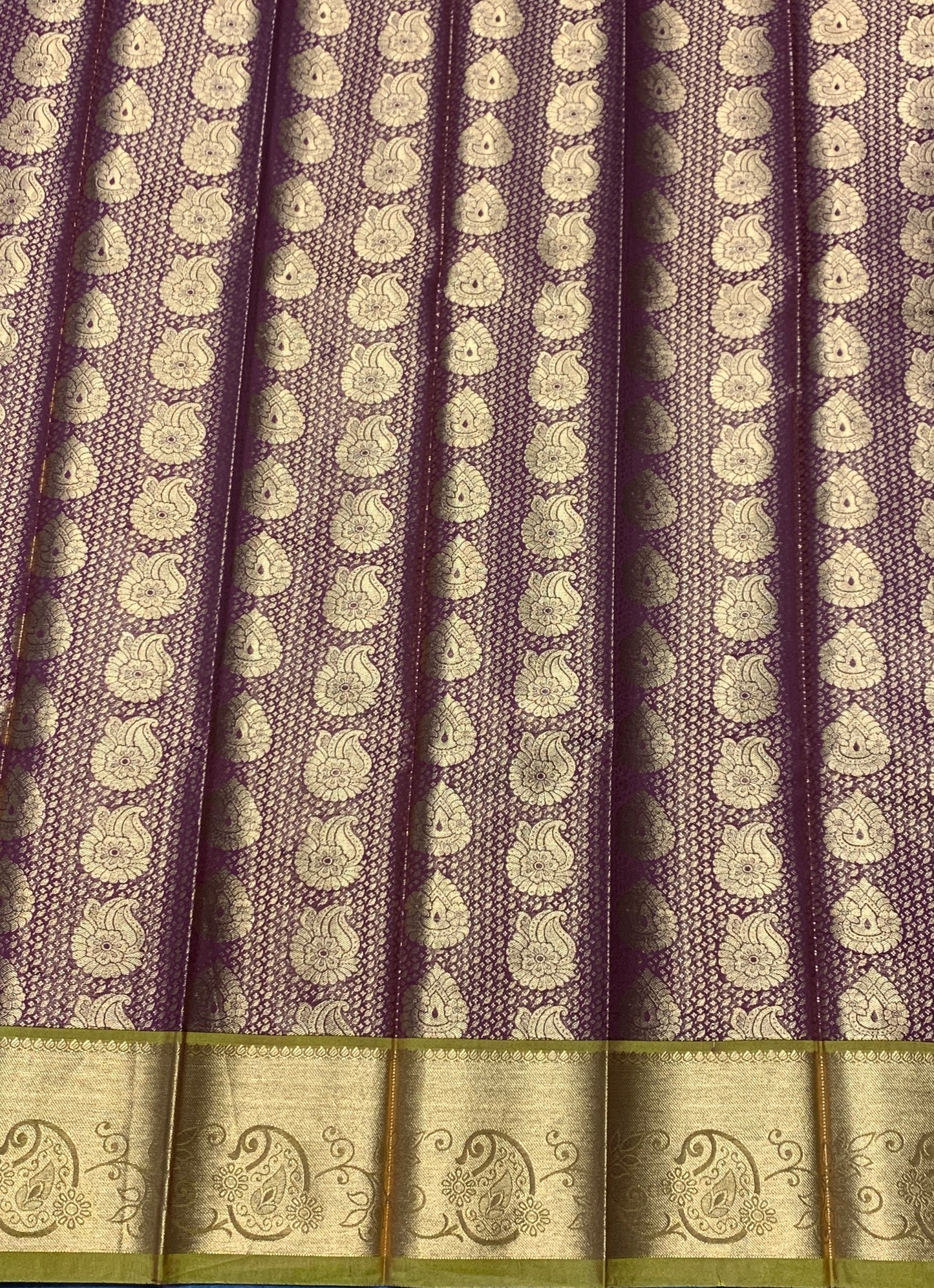 Vegan Silk Saree Maroon Colour with Golden Yellow and Copper Border