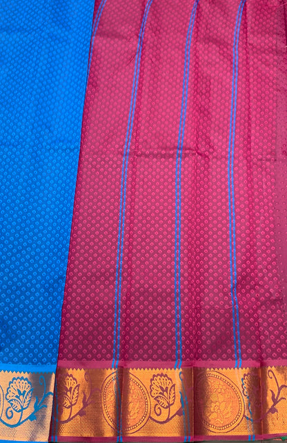 Synthetic Cotton Saree Electric Blue Colour with Copper Border