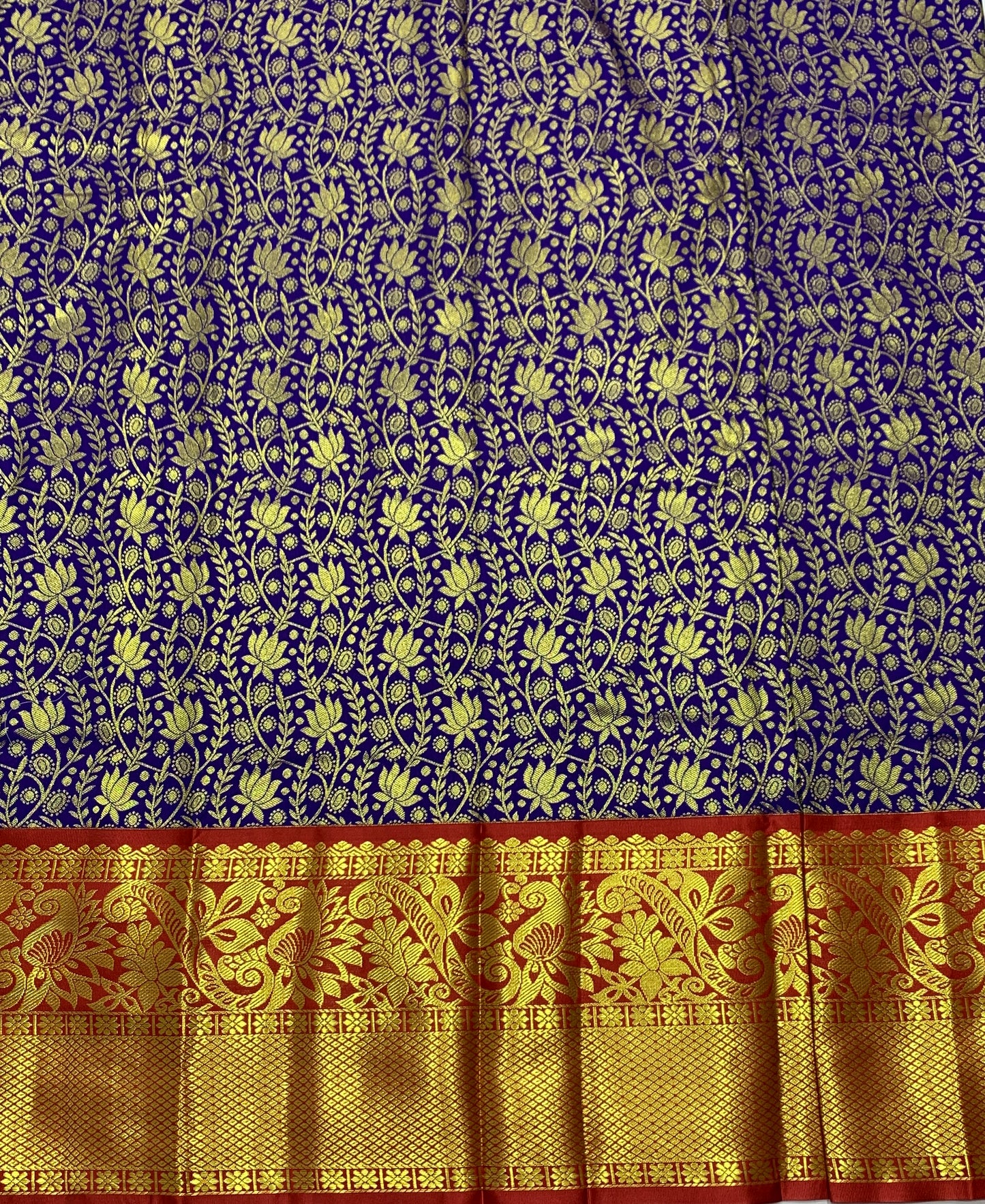 Blue shade Vegan Silk Kids Pattu Pavadai with Contrast border for age 5 to 10