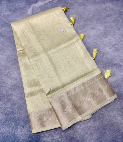 Banaras Katan Saree Golden Colour with Katan Work Border