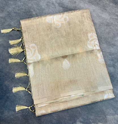 Banaras Katan Saree Tussar Colour with Katan Work Border