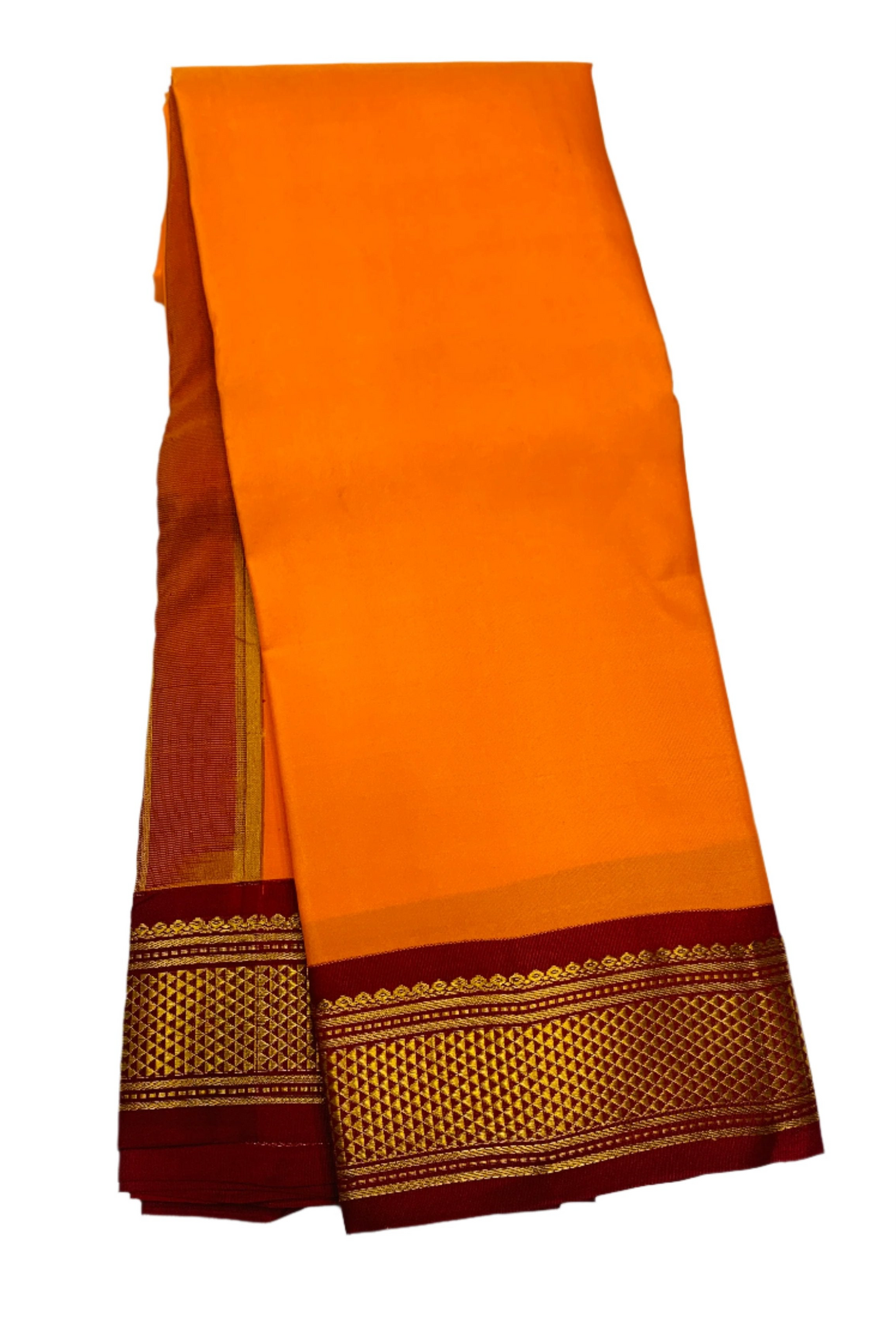 Pure Kanchipuram Silk Saree Mango Yellow shade with Maroon Border