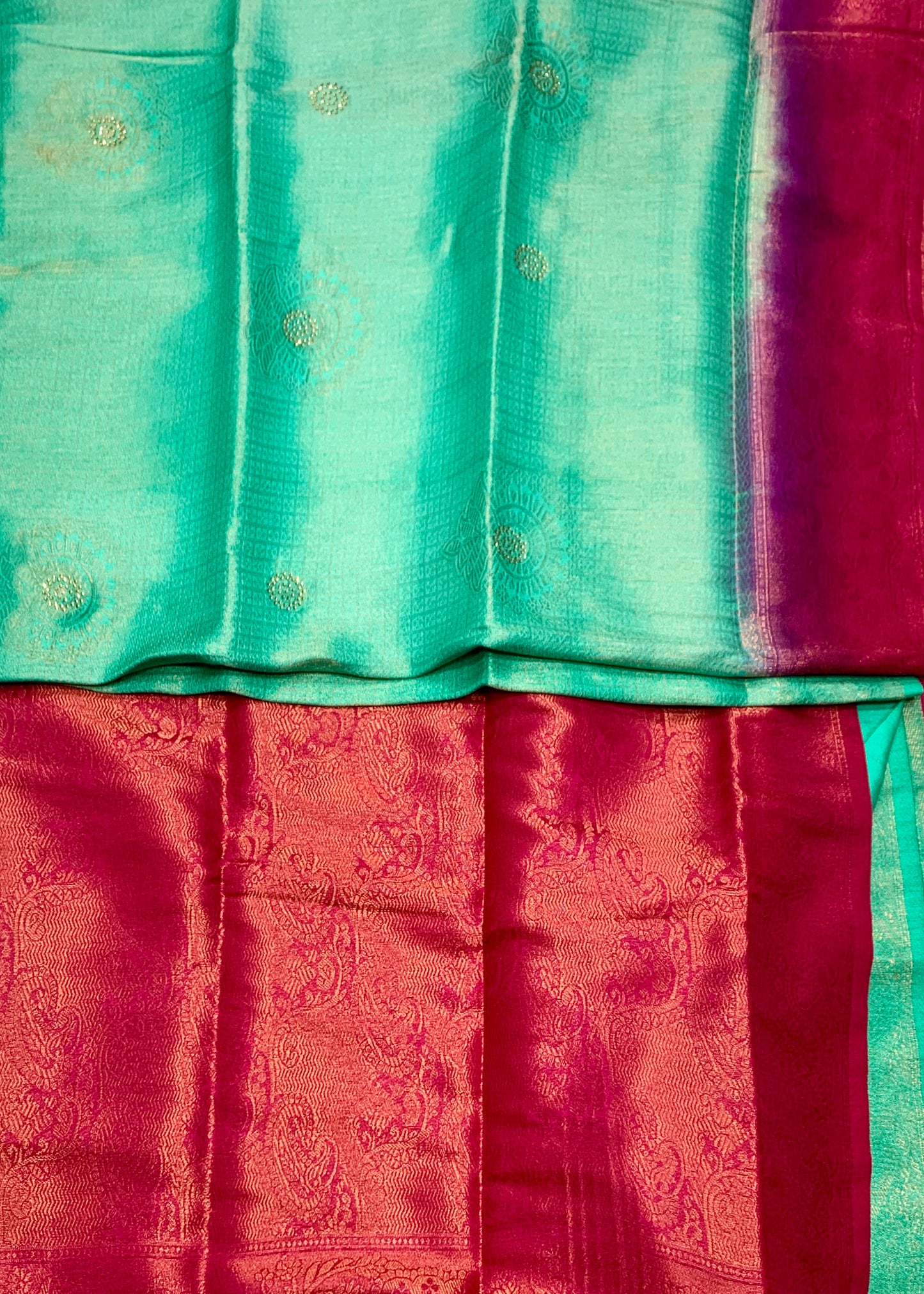 Sapphire shade kuberra pattu with Pink Pallu