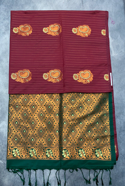 Art Silk Saree Maroon Colour with Borderless