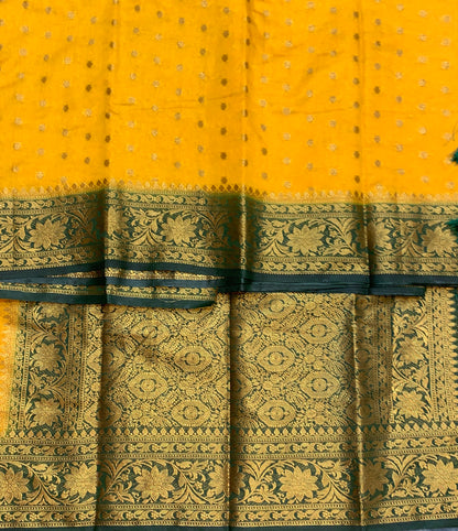 Crepe Saree Mustard Colour with Green Border