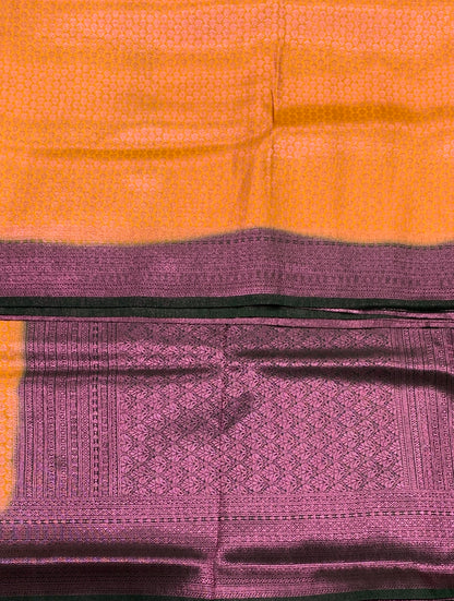 Soft Silk Saree Sandal Yellow Colour with Dark Green Colour Pallu