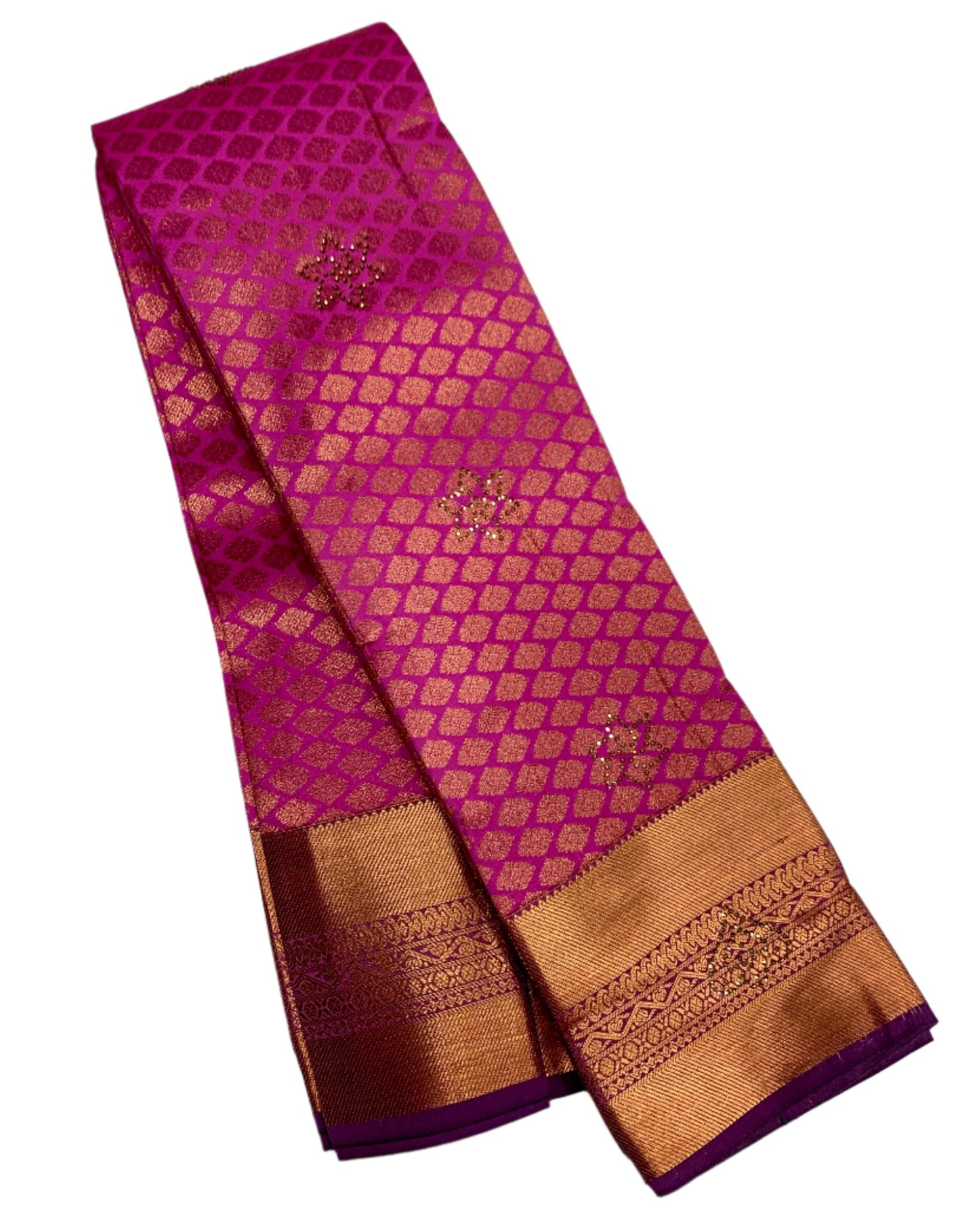 Vegan Silk Saree Baby Pink shade with Copper Border