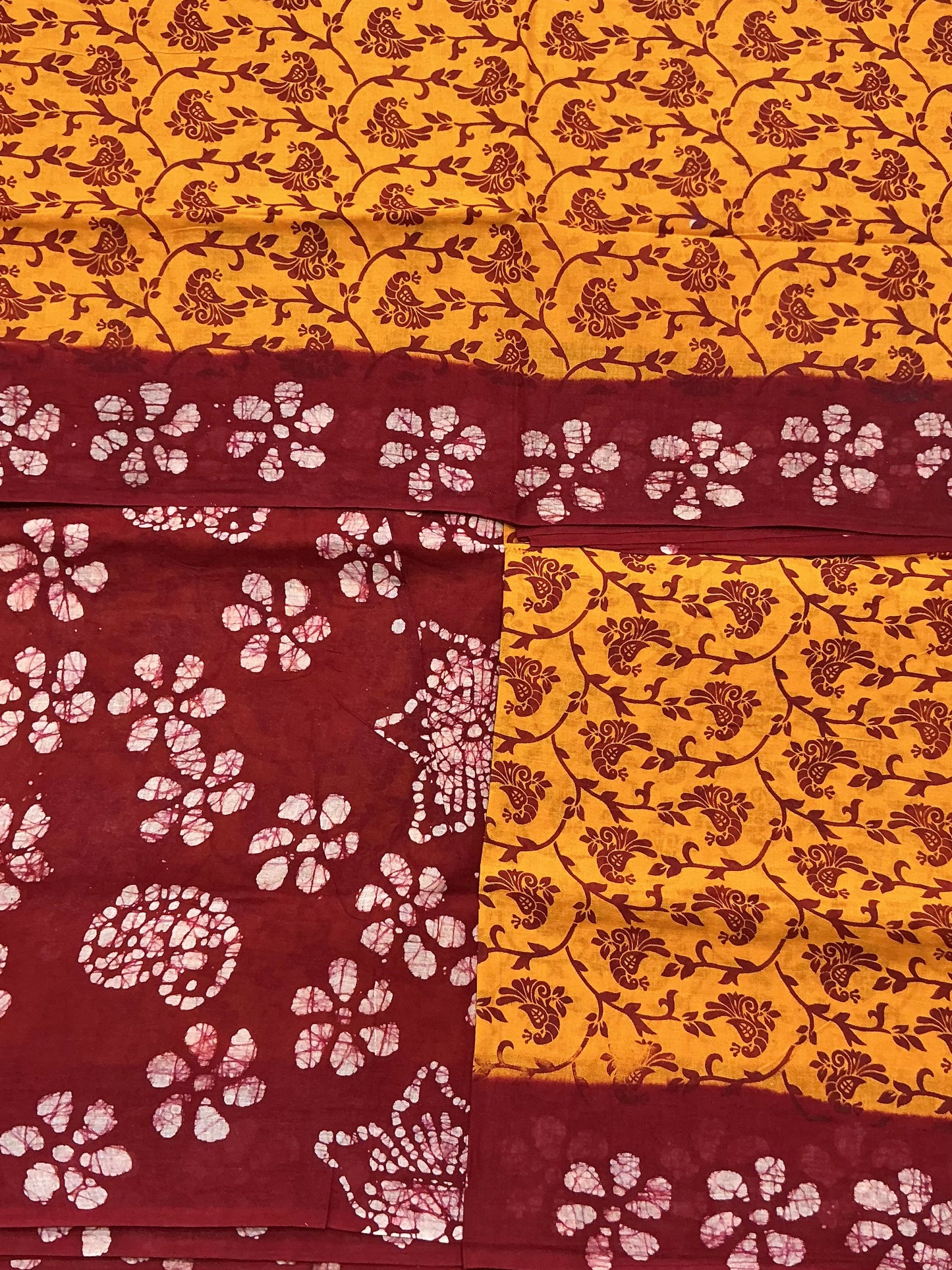 Chettinad Sungudi Cotton Mustard Yellow Colour with Maroon Colour Border