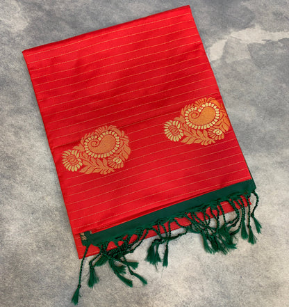 Art Silk Saree Red Colour with Borderless