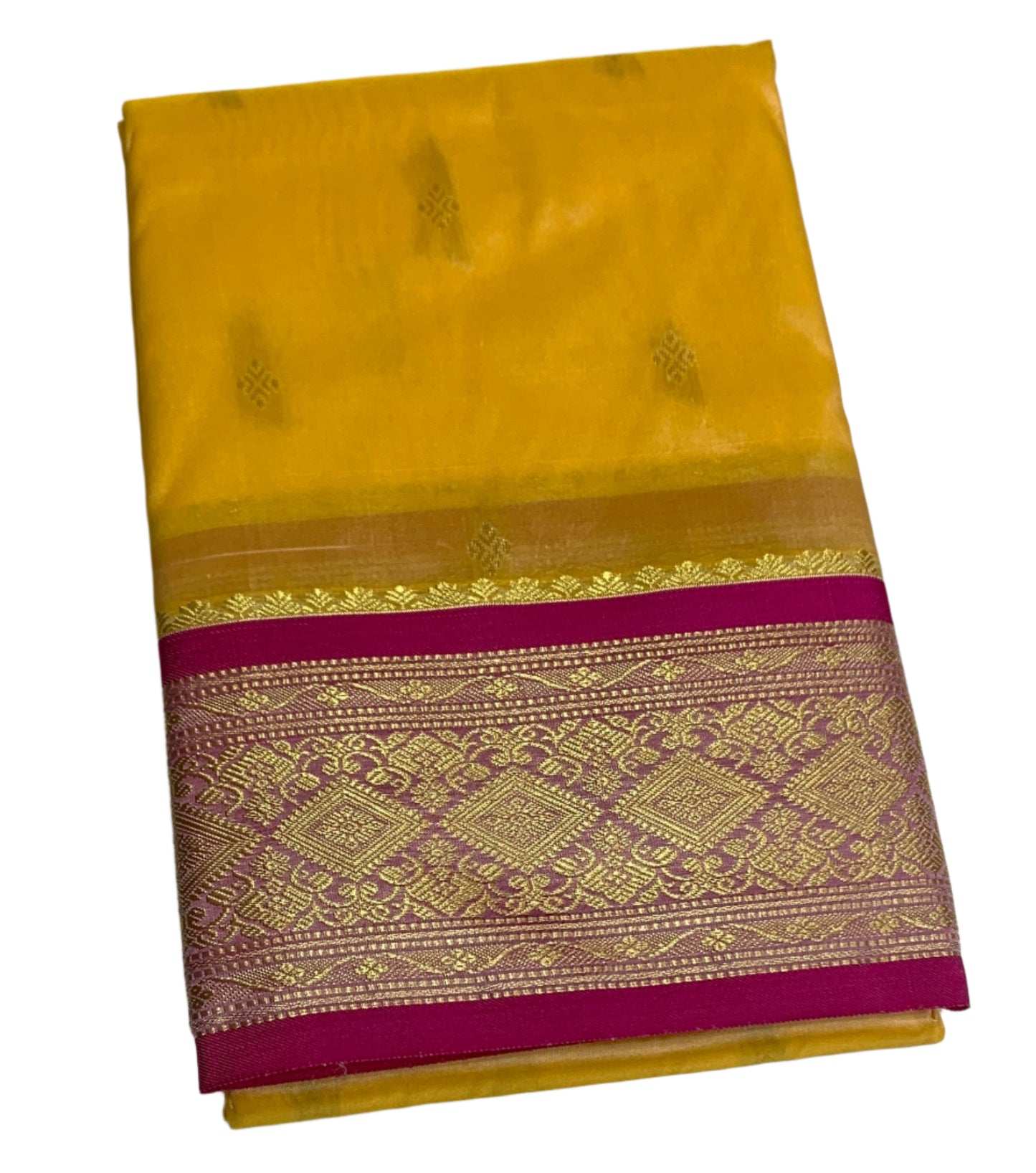 Light Yellow Shade Saree with Golden and Pink Border