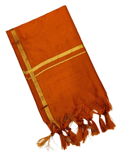 Silk Pooja Towel Dark Orange Colour