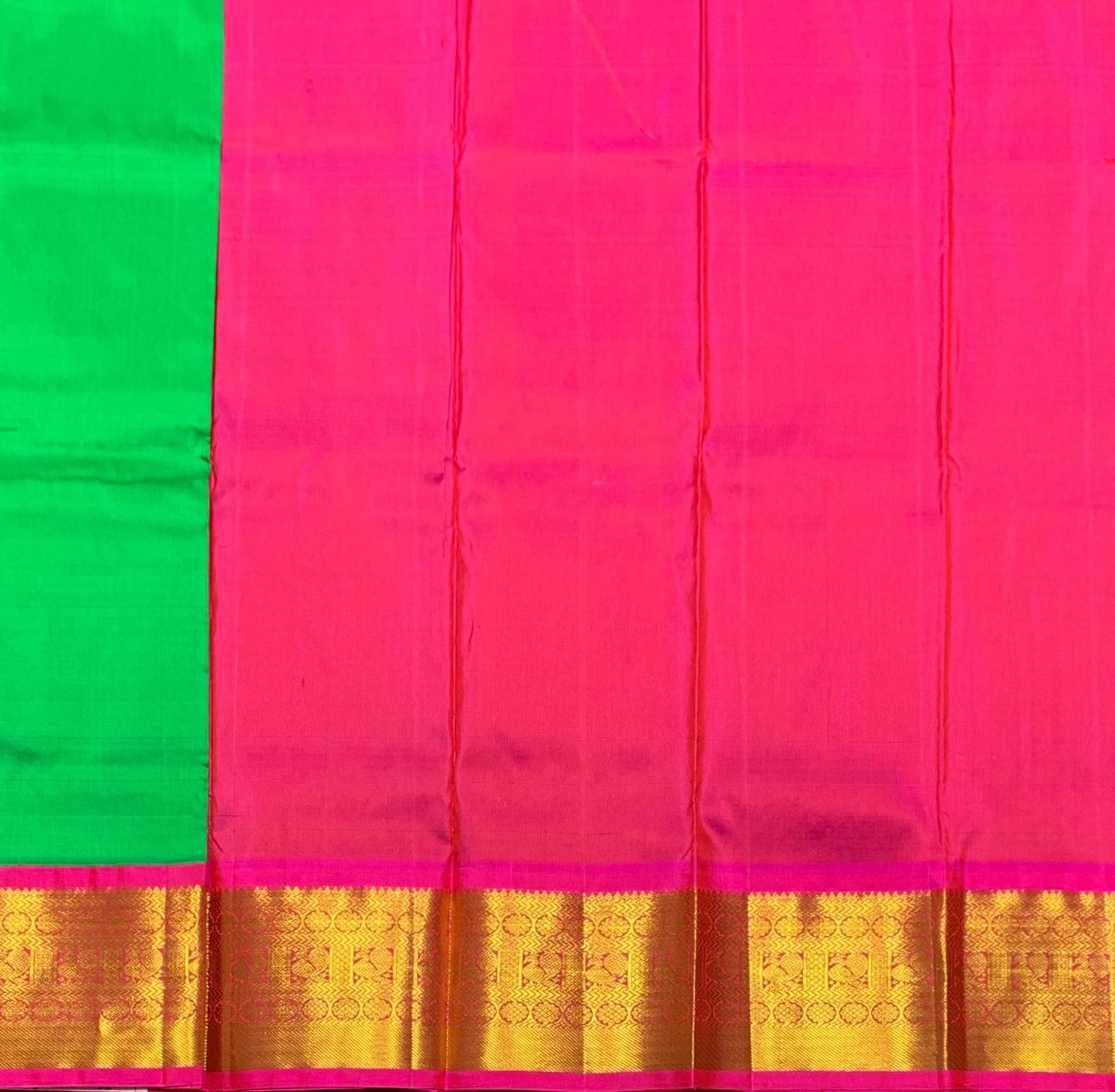 Light Green Shade Pure Kanchipuram Kids Pattu Pavadai with Contrast Border for Newborn to 2 Years