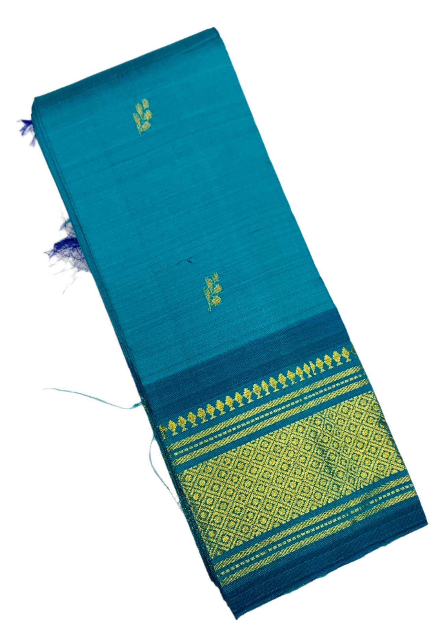 Pure Kanchipuram Silk Saree Blue shade with Golden Zari Border