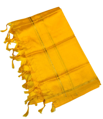 Silk Pooja Towel Yellow Colour