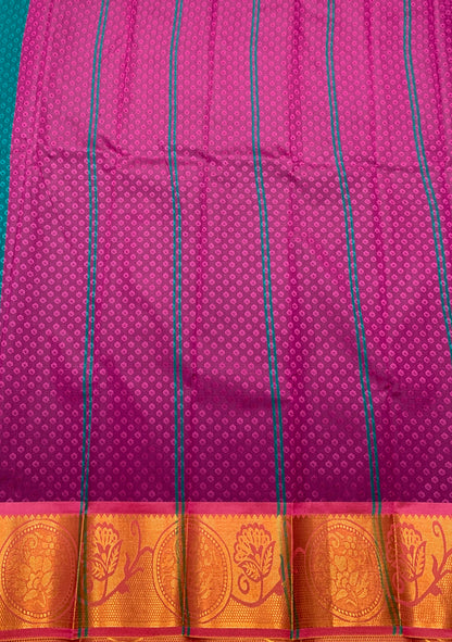 Synthetic Cotton Saree Rama Green Colour with Copper Border
