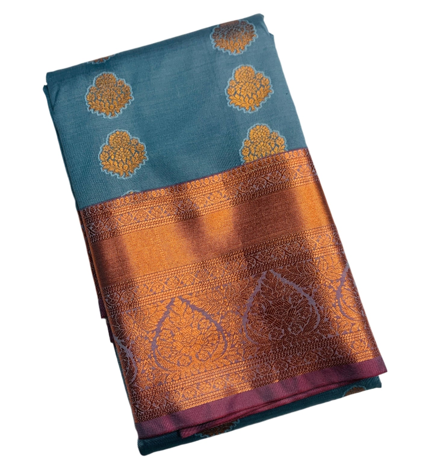 Vegan Silk Saree Gray shade with Brown Border