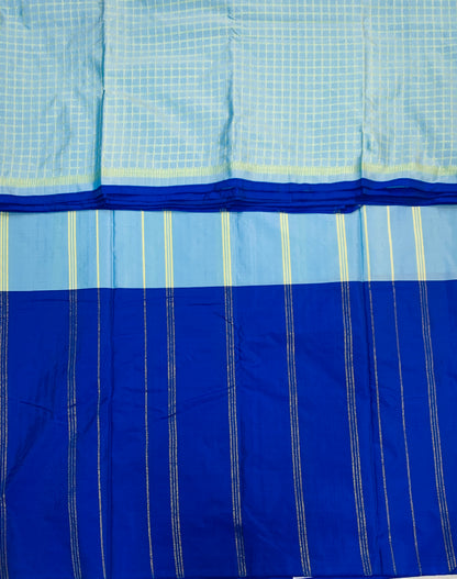 Arani Silk Saree Sky Blue Colour with Blue Border